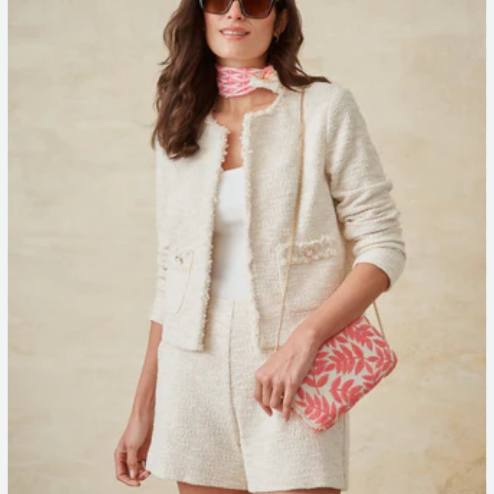J. McLaughlin Cream Textured Jacket